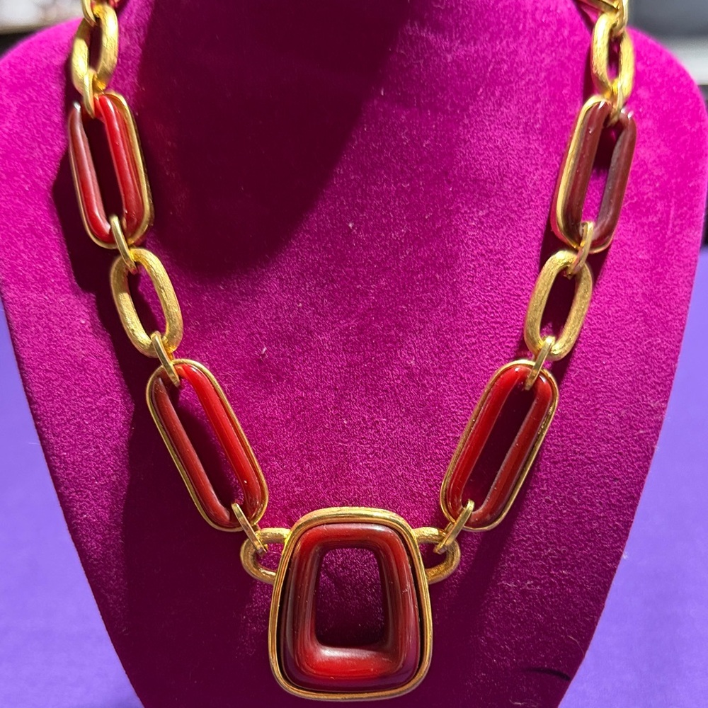 Givenchy Burgandy and Gold Vintage Statement Choker 1976  (1)